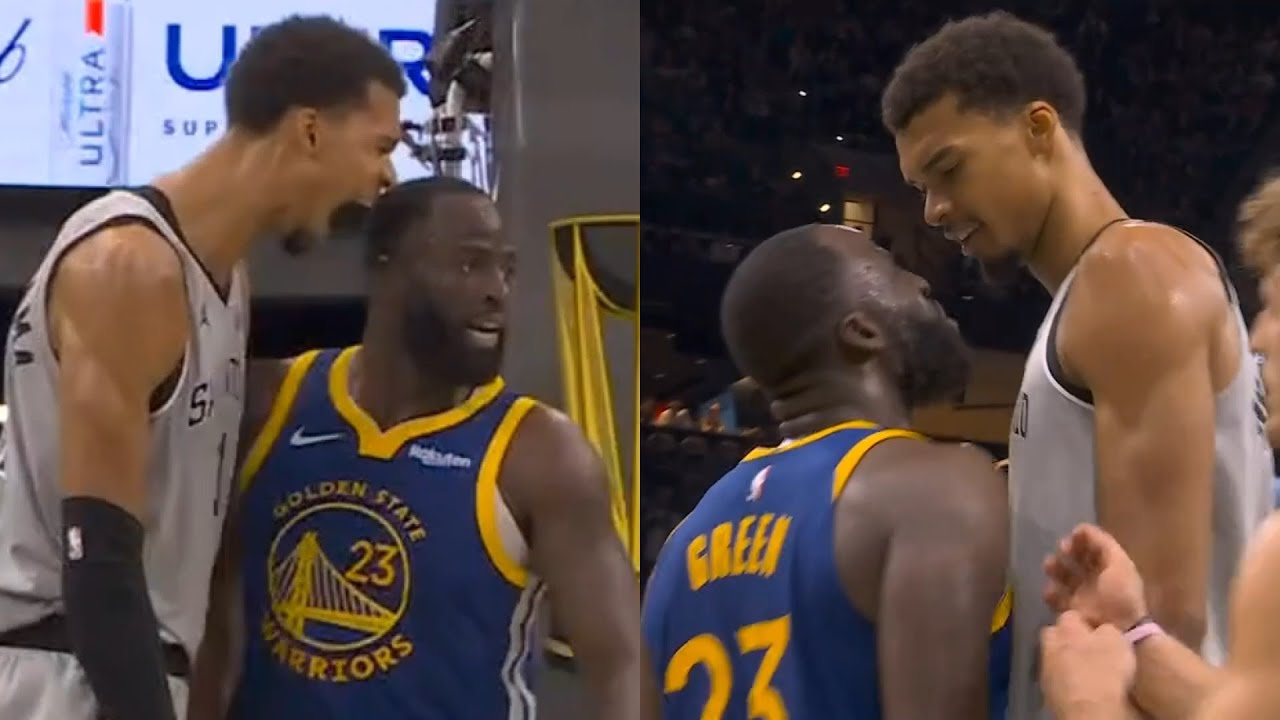 Victor Wembanyama dunks on Draymond then yells in his face and they have words 😳