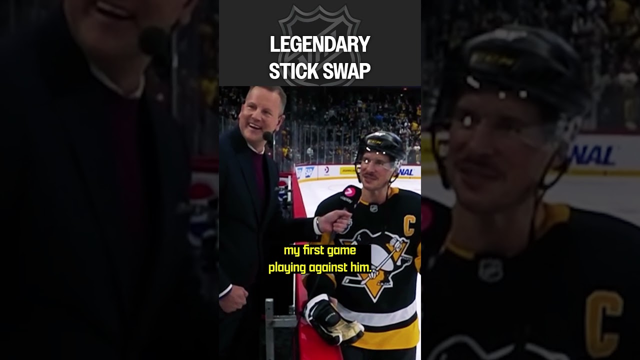 Sidney Crosby & Peter Forsberg swap sticks 🏒🔁