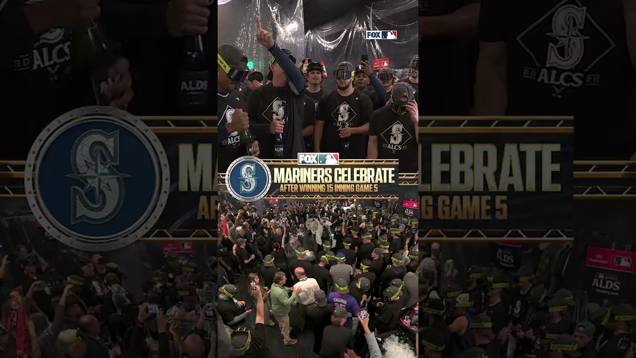 Champagne time in Seattle 🍾 #MLB #Mariners #ALCS