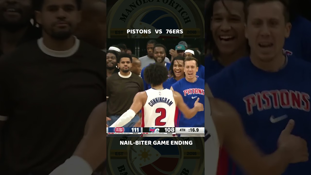 Pistons defeated the 76ers in a nail-biting game ending #basketballgame