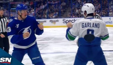 Canucks' Conor Garland Drops The Gloves With Darren Raddysh Less Than Two Minutes In