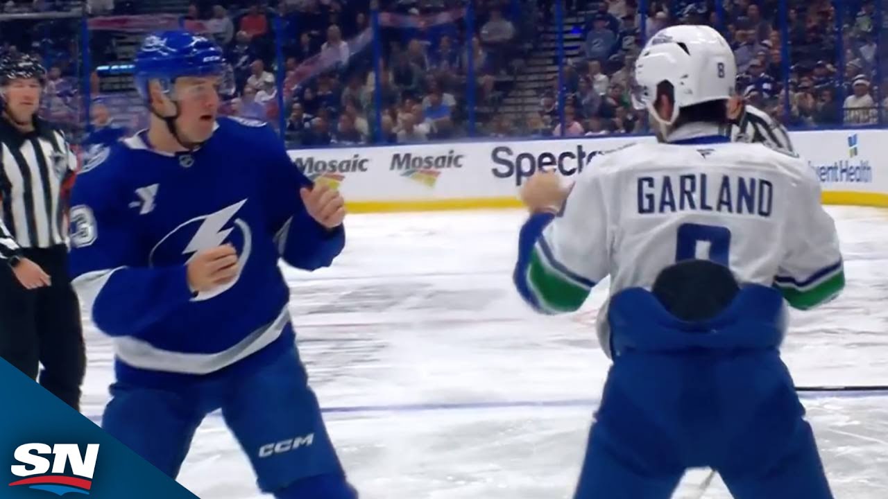 Canucks' Conor Garland Drops The Gloves With Darren Raddysh Less Than Two Minutes In