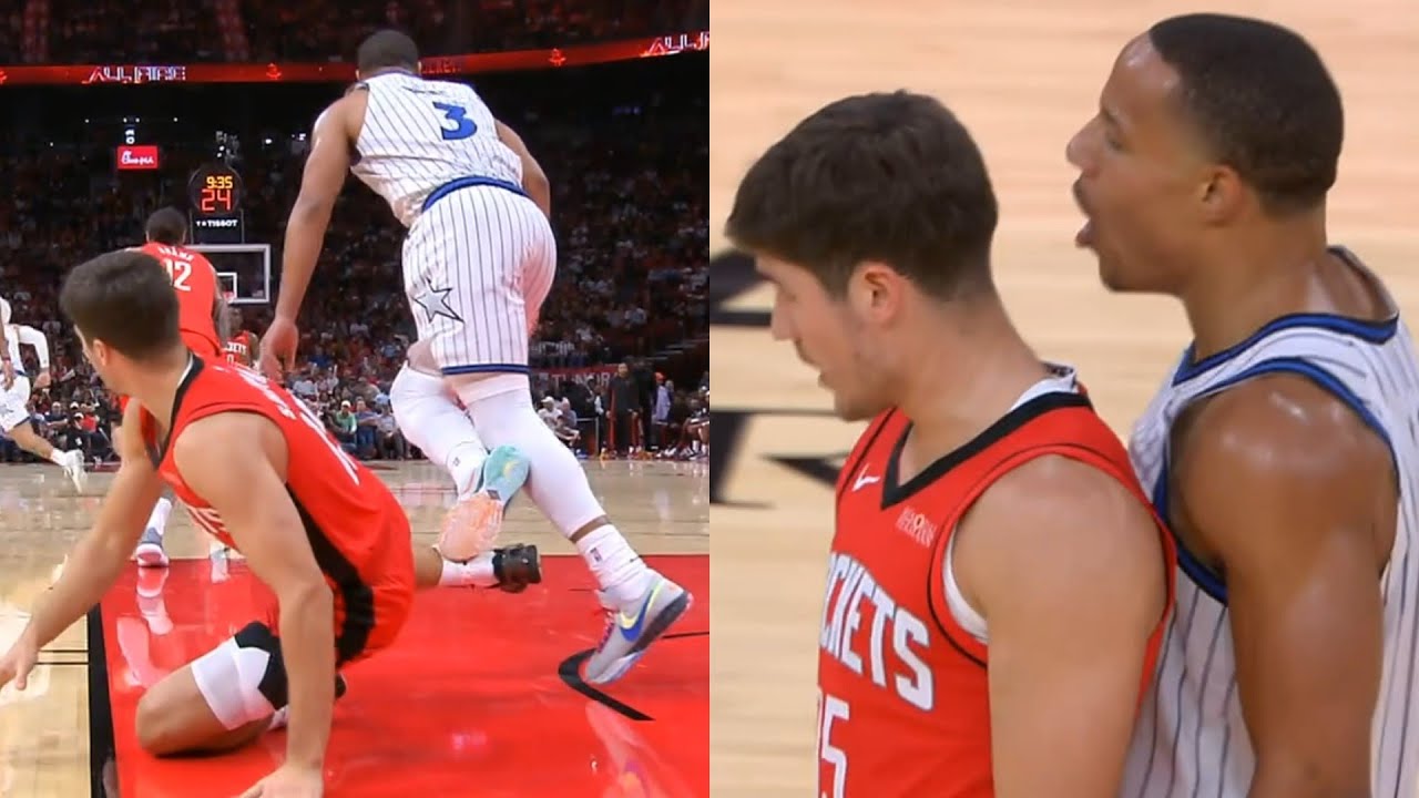 Reed Sheppard trips Desmond Bane for taunting after block and they have words