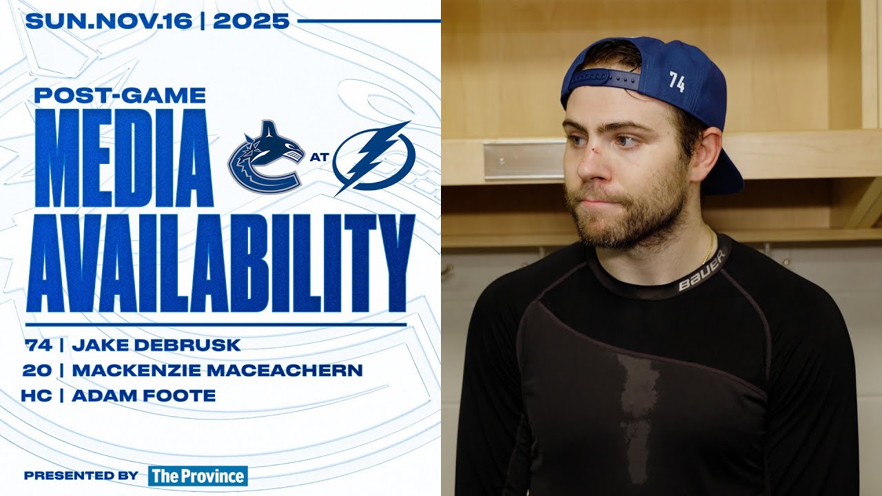 DeBrusk, MacEachern & Adam Foote Post-Game Media | Canucks at Lightning (Nov 16, 2025)