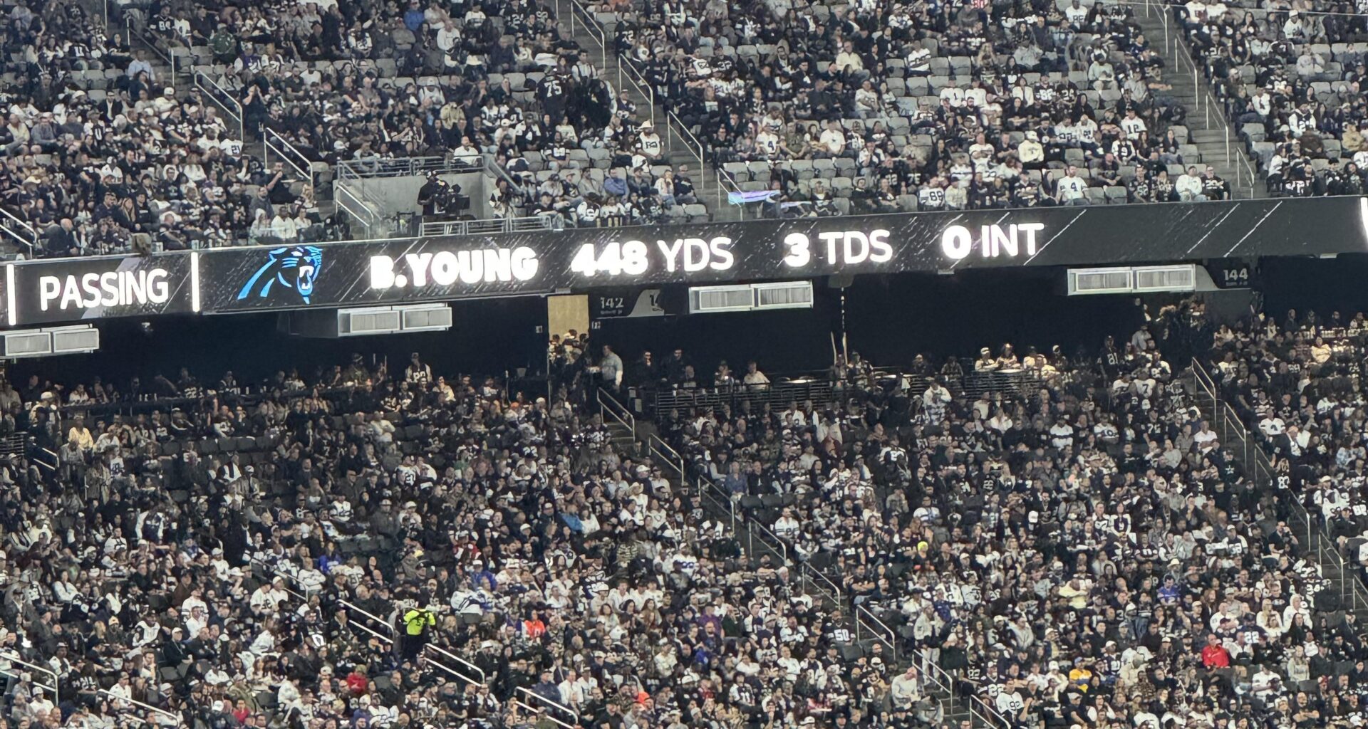 At the raiders game right now, and they have Bryce’ stats on display lol
