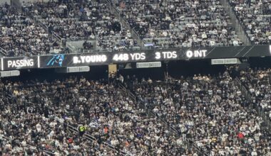 At the raiders game right now, and they have Bryce’ stats on display lol