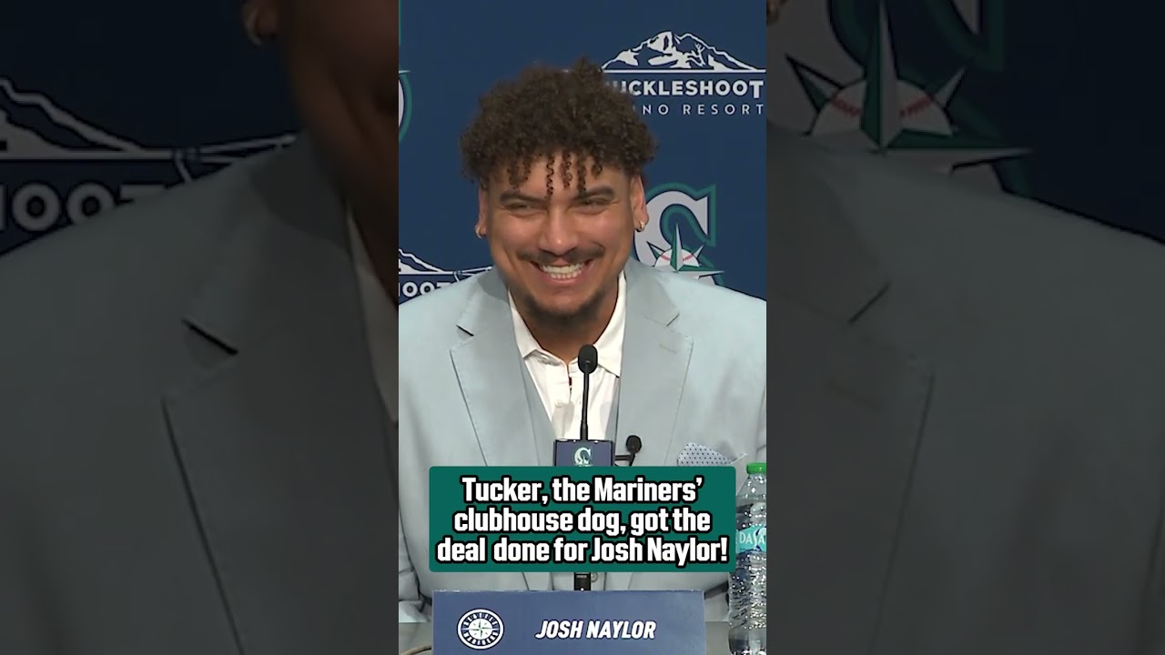 Josh Naylor said Tucker, the Mariners' clubhouse dog was one of the reasons he re-signed 🐶❤️