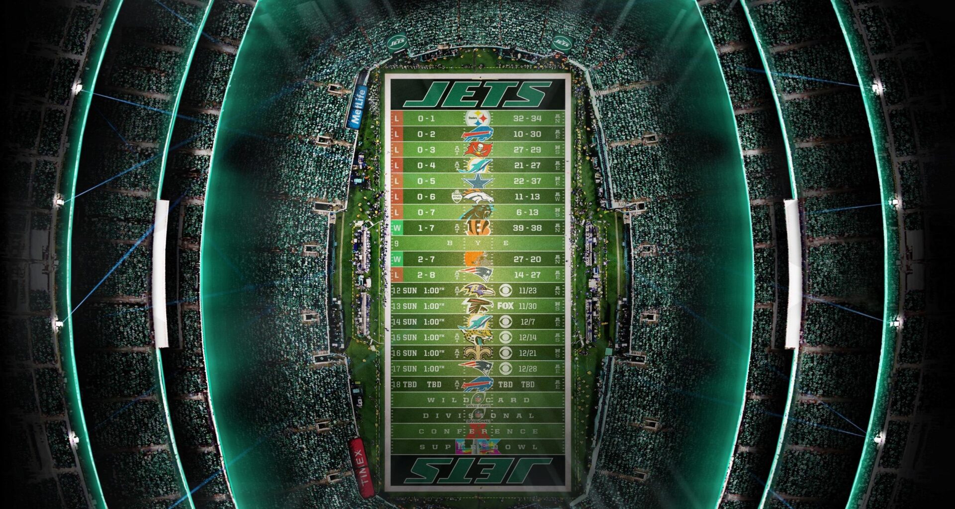 2025 - Stadium Schedule - Wk 11 - Jets (2-8)