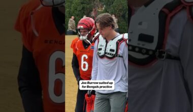 Joe Burrow suited up at practice 👀 #NFL #football #Bengals #joeburrow