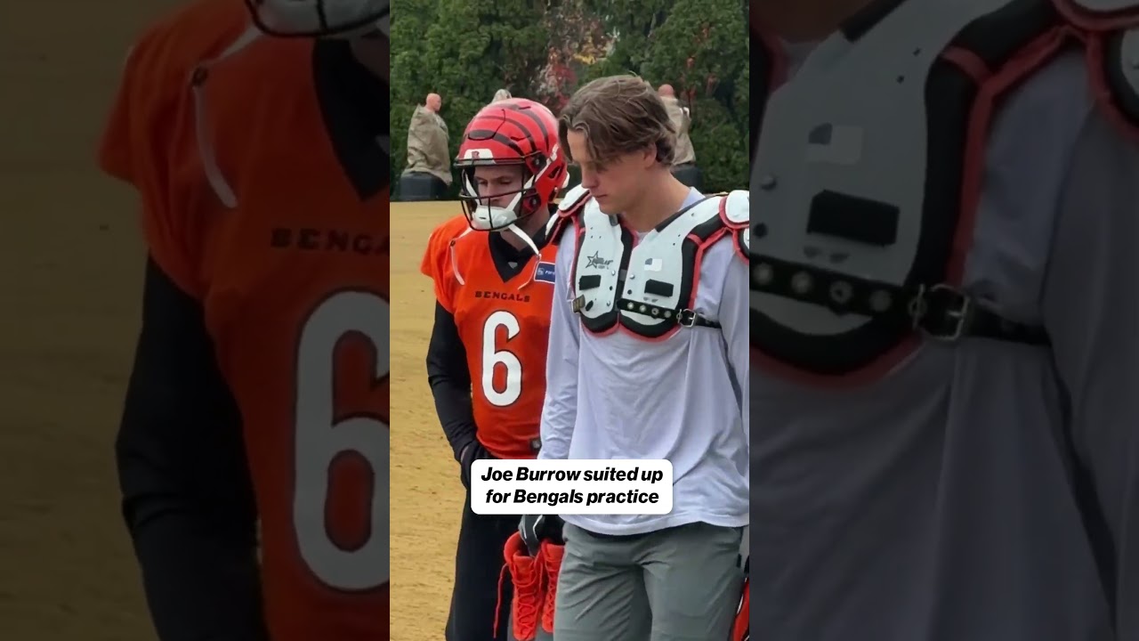 Joe Burrow suited up at practice 👀 #NFL #football #Bengals #joeburrow