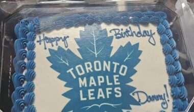 In honor of my 24th birthday tonight, here's my special Leafs cake!