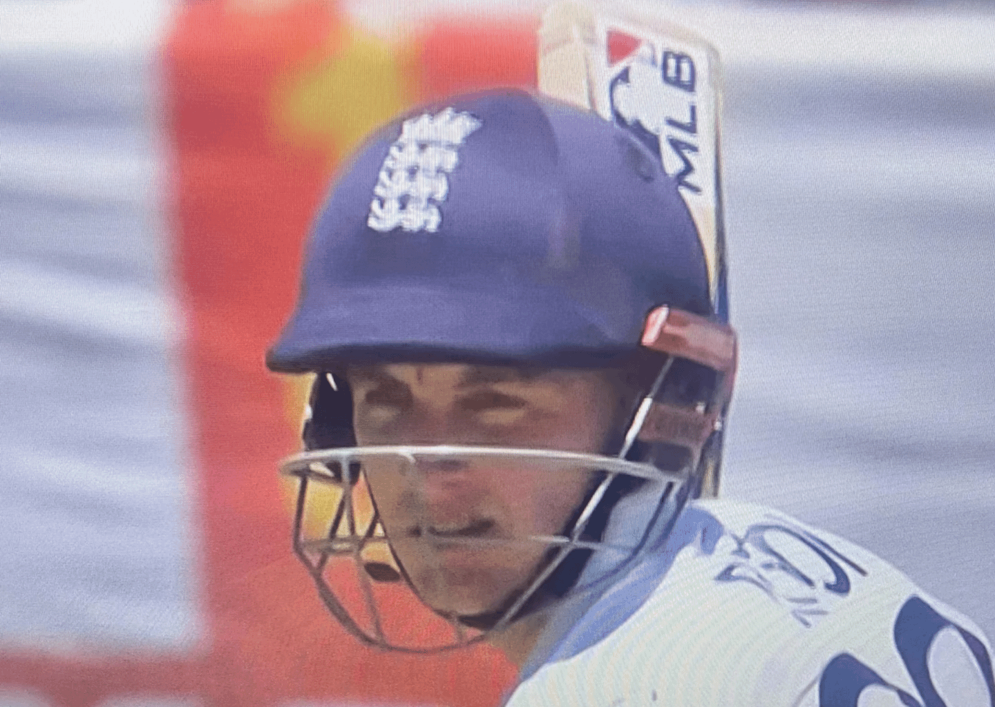 Harry Brook - An English Cricketer - playing cricket with a MLB sticker on his bat in Australia