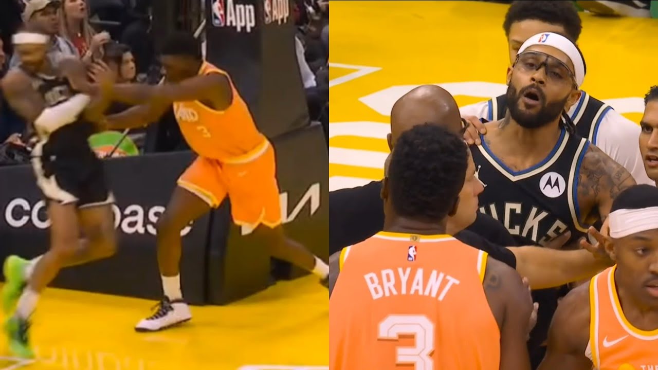 Thomas Bryant shoves Gary Trent Jr into the crowd and they have words 😬