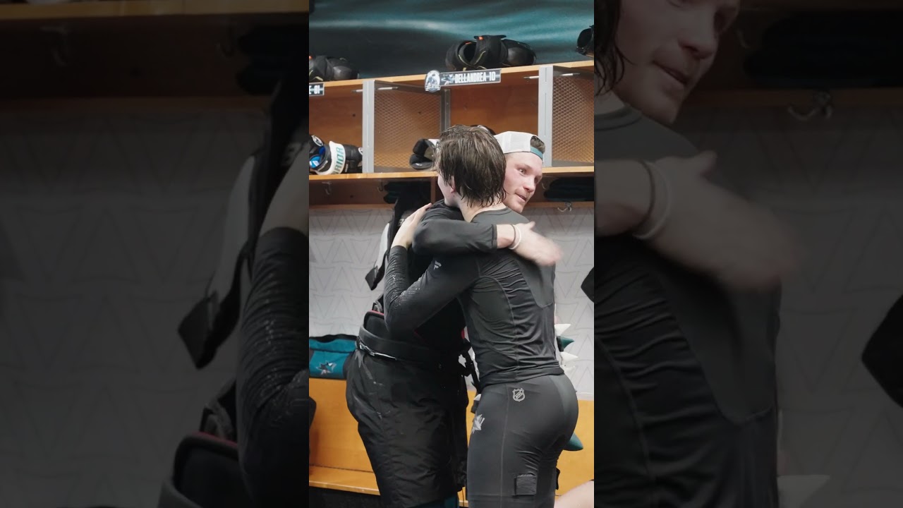 Ty Dellandrea gets the game necklace!  #hockey #nhl #sharks