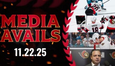 Tim Stützle, Thomas Chabot, Fabian Zetterlund, Travis Green Postgame Media vs SJS