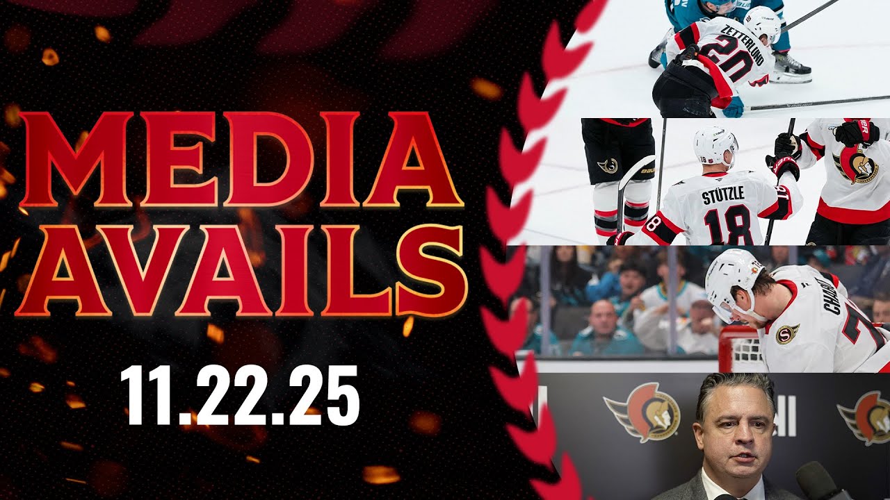 Tim Stützle, Thomas Chabot, Fabian Zetterlund, Travis Green Postgame Media vs SJS