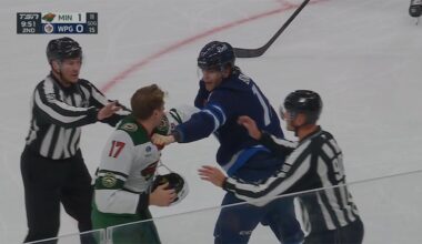 Adam Lowry Drops 🥊 Gloves 🥊 With Marcus Foligno