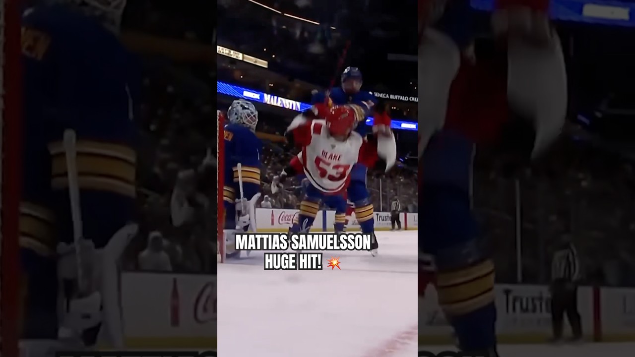 MATTIAS SAMUELSSON COMING THROUGH! 🚂 #nhl #hit #buffalosabres