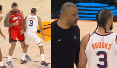 Ime Udoka had something to say to Dillon Brooks after bumping Steven Adams 😂