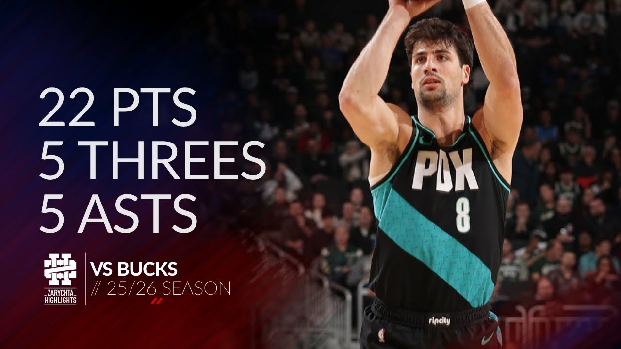 Deni Avdija 22 pts 5 threes 5 asts vs Bucks 25/26 season