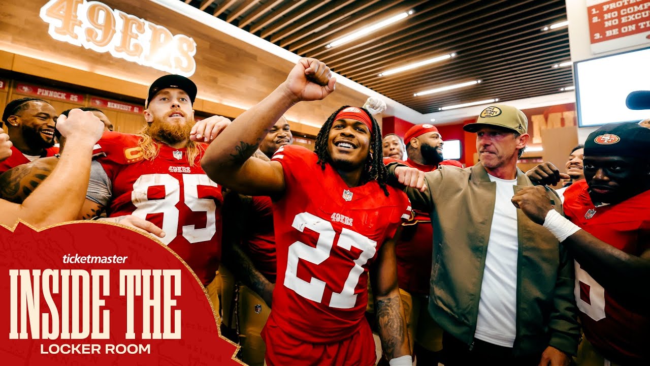 Go Inside the 49ers Locker Room Following Week 12 vs. Panthers