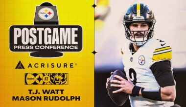 T.J. Watt & Mason Rudolph Postgame Press Conference (Week 12 at Chicago Bears) | Pittsburgh Steelers