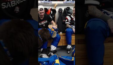 Safe to say Mac fit right in with the team 🥹  #buffalosabres #nhl #dogs