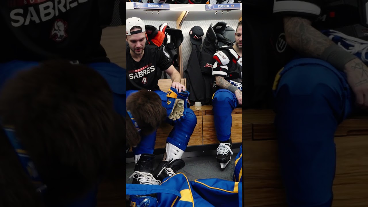 Safe to say Mac fit right in with the team 🥹  #buffalosabres #nhl #dogs