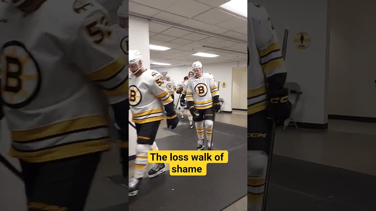 #bostonbruins dejected walk back to locker room after 3-1 loss to #sanjosesharks #nhl #marcosturm