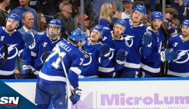 Lightning's Hagel, D'Astous strike twice in under two minutes vs. Flames