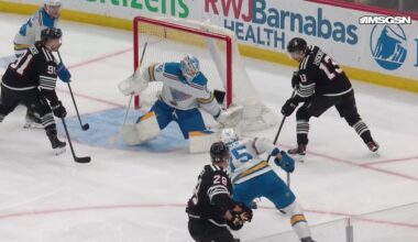 Nico Hischier scores a powerplay goal against the St. Louis Blues
