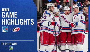 GAME HIGHLIGHTS | 2025-26: New York Rangers at Carolina Hurricanes  (11/26/25)