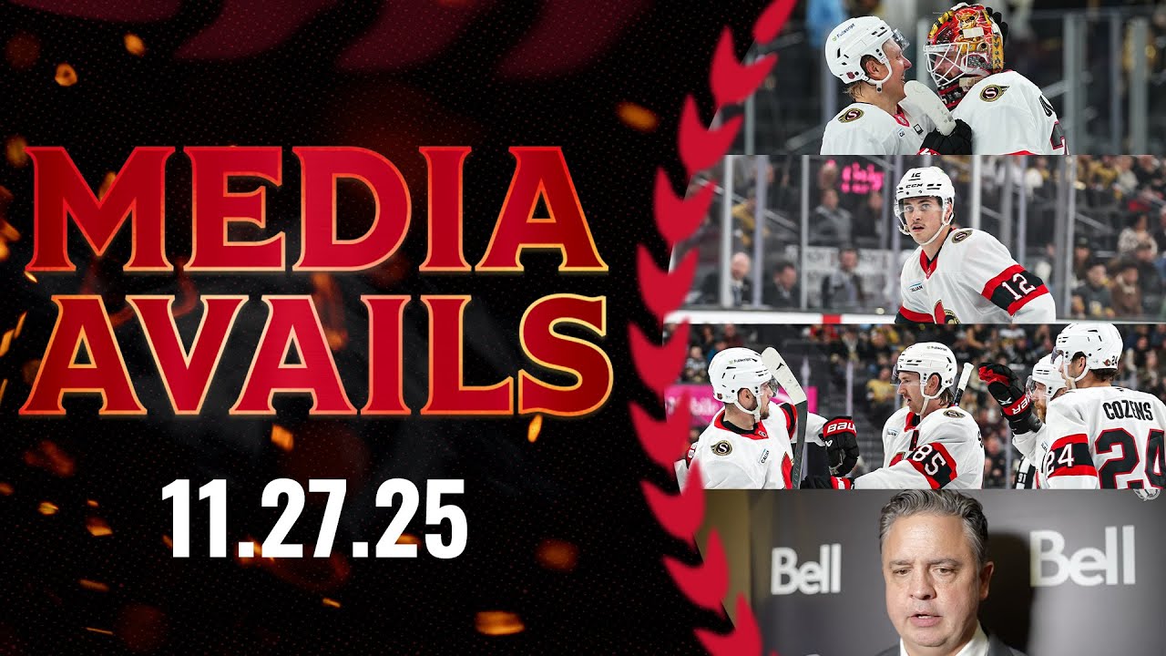 Linus Ullmark, Jake sanderson, Shane Pinto, Travis Green Postgame Media vs VGK