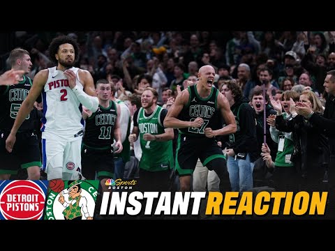 INSTANT REACTION: C's SURVIVE HUGE MATCHUP vs. Pistons after Cade's late missed free throw 😮‍💨