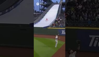 Outfielder Tracks Pop Fly… Ski Jumper Lands Behind Him 😱