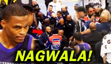 Nagulat si russell westbrook sa fan na'to matapos sugurin ang bench ng sacramento kings! 😳😳