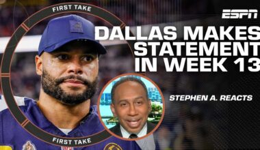 Stephen A. gives CREDIT to Cowboys after Week 13 win 👏 + Chiefs in a WORLD of trouble?! | First Take