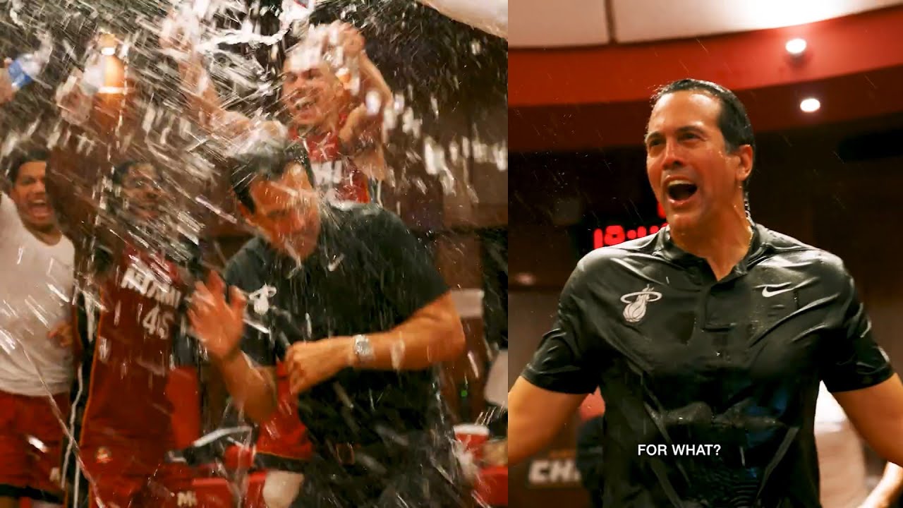 "For what?!" Coach Spo had no idea water was getting dumped on him for 800th win 😂