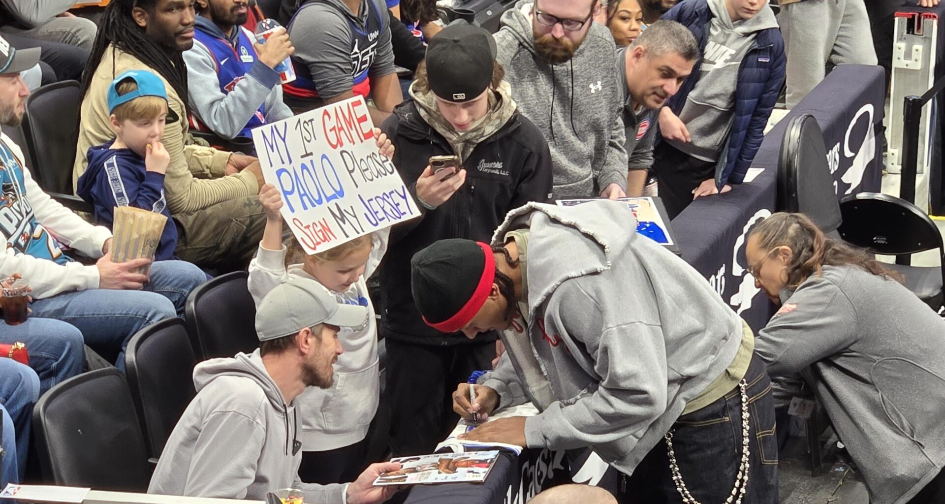 Pistons fan at the game TN. Thought y'all would enjoy this. Paolo is a good dude.