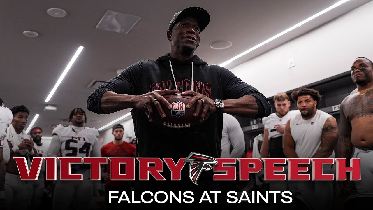 Raheem Morris postgame locker room victory speech | Falcons vs. Saints