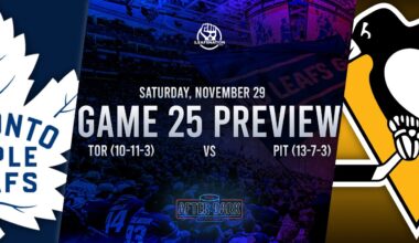 Toronto Maple Leafs vs Pittsburgh Penguins Game 25 Preview: Lineups, Goaltenders, & Best Bets