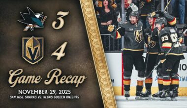 HIGHLIGHTS | Vegas Golden Knights 4, San Jose Sharks 3 | Nov. 29, 2025