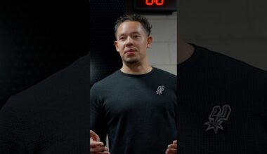 Hear Coach Mitch Johnson’s message to the team after our comeback win vs. Denver! #spurs #nba