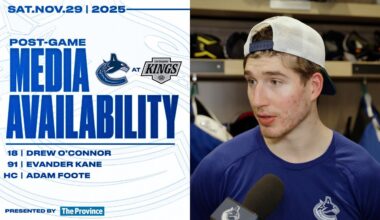 Drew O'Connor, Evander Kane & Adam Foote Post-Game Media | Canucks at Kings (Nov 29, 2025)