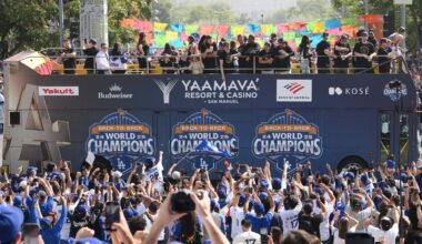 Massive crowds celebrate Dodgers World Series win at Los Angeles parade, stadium rally
