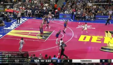 Carter Bryant helps force the turnover and knocks down the corner 3 on the other end