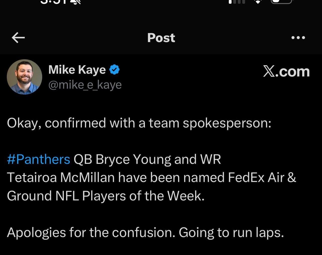 [Kaye] BY9 and TMac named fedex air and ground POTW