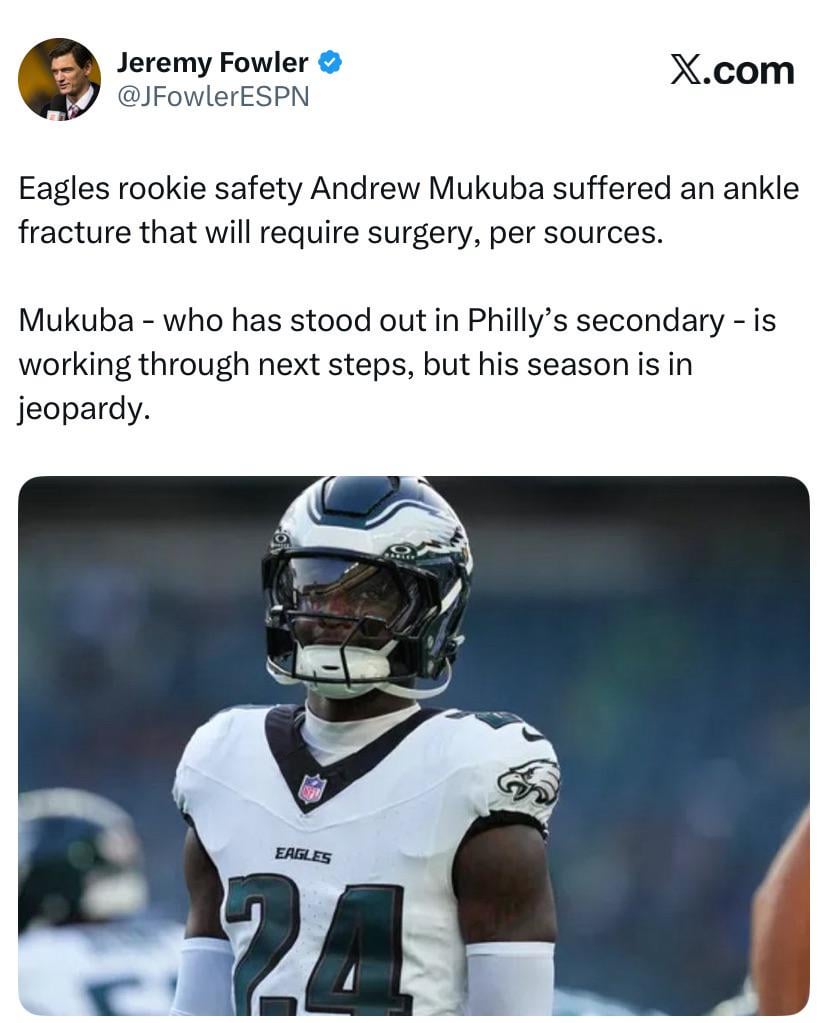 [Fowler] Andrew Mukuba suffered an ankle fracture