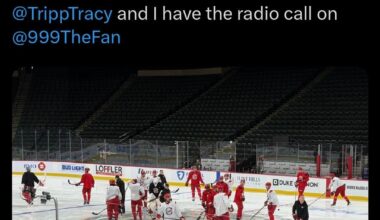 Chatfield skates pregame, Andersen in the starter's crease