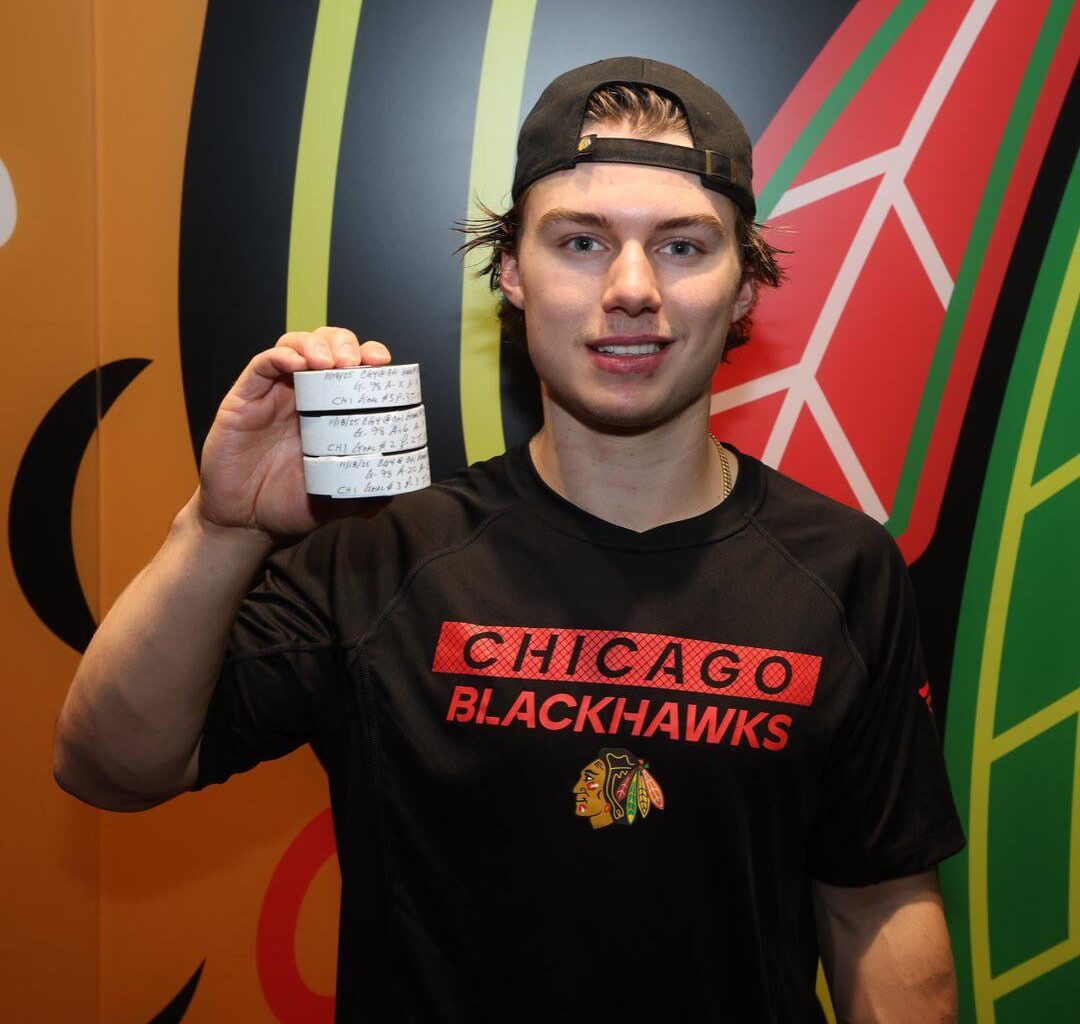 Connor Bedard Last 10 Games: 10 Goals, 11 Assists, 21 Points, 2 Hat Tricks (the first two of his career), 6-2-2 record for the Hawks.